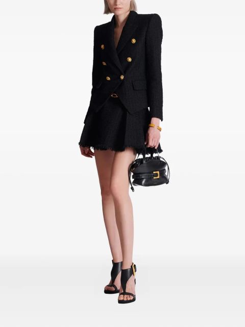 Balmain six-button tweed blazer - Black