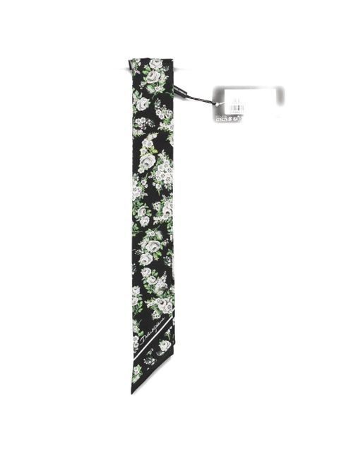 Dolce & Gabbana 6X100 SMALL FLOWER BOUQUET-PRINT SILK TWILL BANDEAU - Black - zdjęcie produktu nr 1