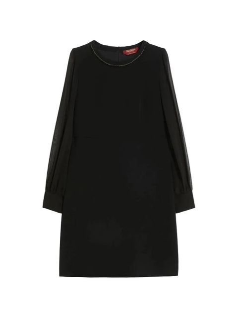 Max Mara Volto beaded-neck sheer-sleeve dress - Black - zdjęcie produktu nr 1