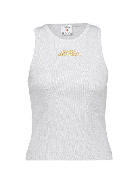 Casablanca ribbed-knit logo-print tank top - Grey - zdjęcie produktu nr 1