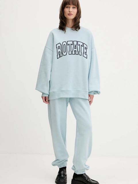 Rotate bluza bawełniana damska kolor niebieski z aplikacją 114376184