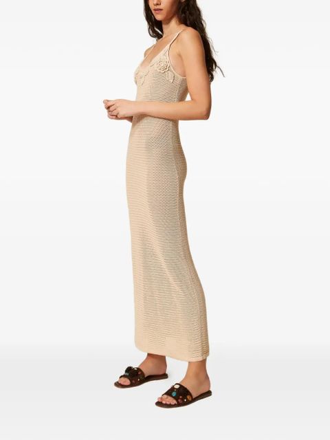 TWINSET floral-appliqué dress - Neutrals