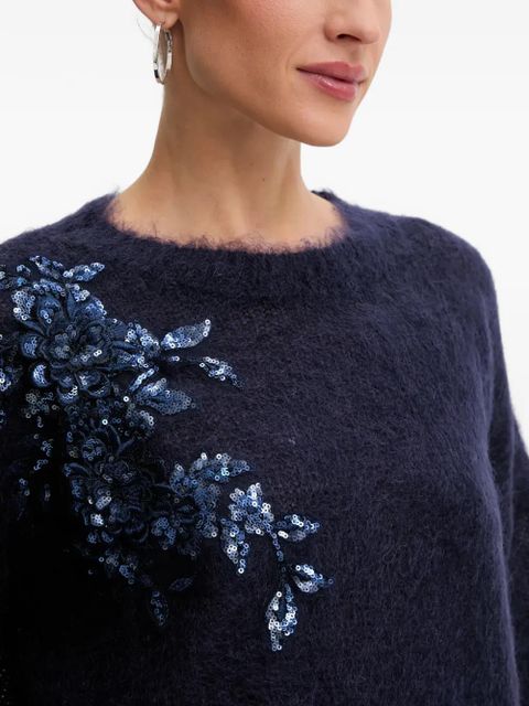 Blumarine sequin floral knitwear - Blue