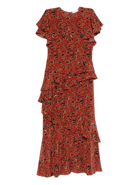 Ulla Johnson Amaia ruffled floral midi dress - Red - zdjęcie produktu nr 1