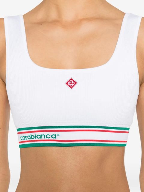 Casablanca square-neck striped top - White