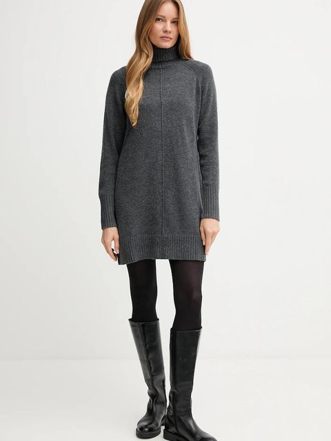 Pepe Jeans sukienka z dodatkiem wełny kolor szary mini oversize PL9537714 - zdjęcie produktu nr 2