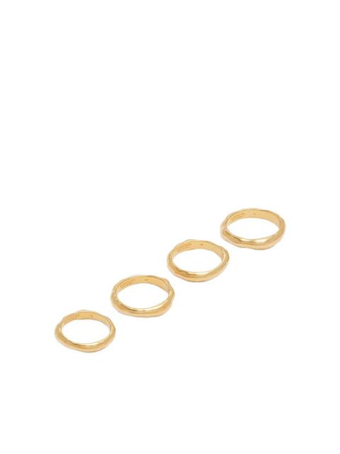 Jil Sander engraved logo irregular-surface rings (set of four) - Gold