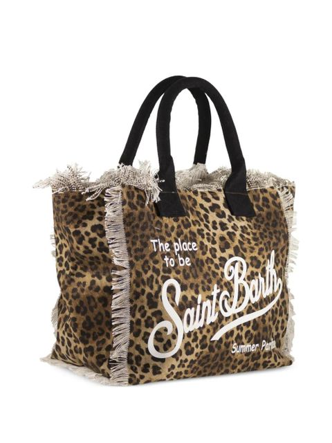 MC2 Saint Barth animal-print fringed tote bag - Brown