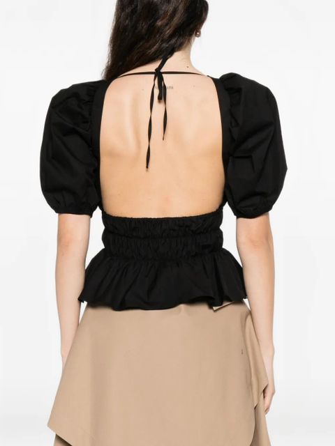 PINKO Joandra smocked puff-sleeve top - Black