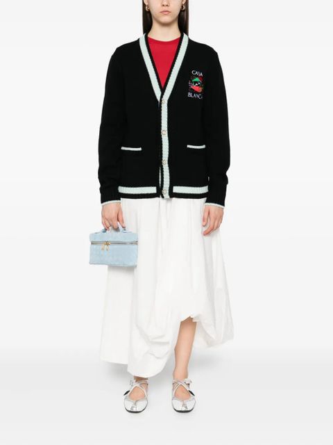 Casablanca embroidered panel cardigan - Black