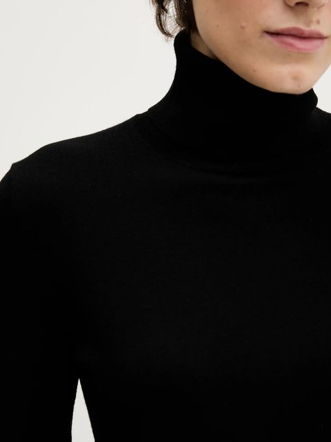 Sisley sweter damski kolor czarny lekki z golfem 17Q3M2178