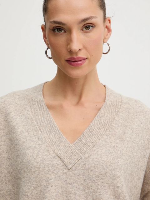 Liu Jo sweter z dodatkiem wełny damski kolor beżowy MF5123 MA90Q