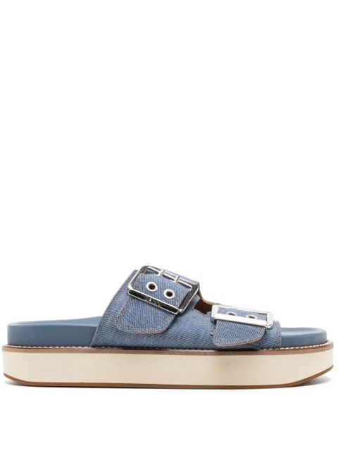 GANNI buckle-fastening denim flat sandals - Blue - zdjęcie produktu nr 1