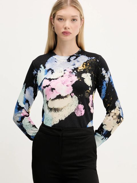 Desigual sweter NENUFAR LACROIX damski kolor czarny lekki 25WWJF46 - zdjęcie produktu nr 1