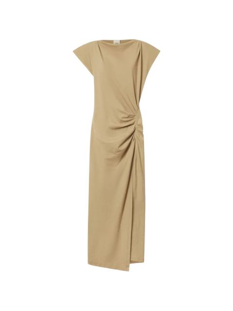 ISABEL MARANT Nadela draped slit-detail maxi cotton dress - Neutrals - zdjęcie produktu nr 1