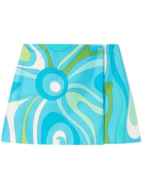 PUCCI Marmo-print silk wrap miniskirt - Blue - zdjęcie produktu nr 1
