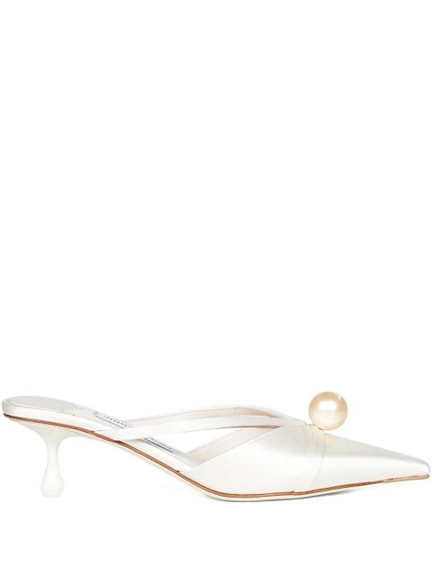 Jimmy Choo 50mm pearl-embellished pointed-toe mules - Neutrals - zdjęcie produktu nr 1