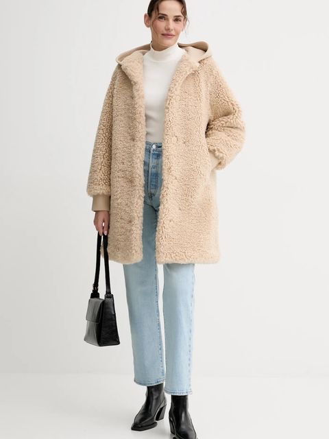 Marc O'Polo t-shirt damski kolor beżowy z półgolfem M08207651177