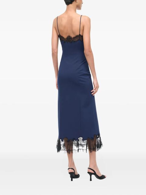 STAUD Nadia lace-trim midi dress - Blue - zdjęcie produktu nr 2