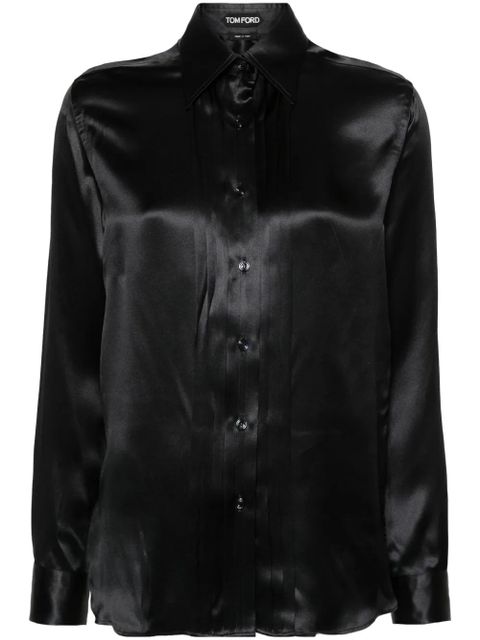 TOM FORD Camicia in Seta con Dettaglio Plissettato - Black - zdjęcie produktu nr 1