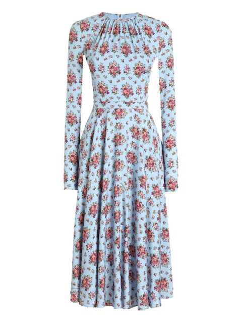Dolce & Gabbana flower bouquets-print midi dress - Blue - zdjęcie produktu nr 1