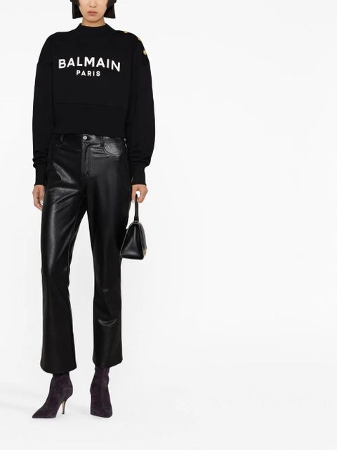Balmain logo-print cotton sweatshirt - Black