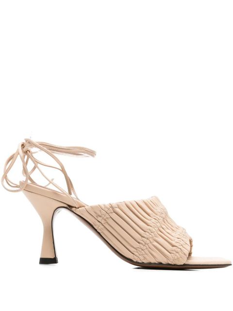 ATP Atelier plissé-effect leather sandals - Neutrals