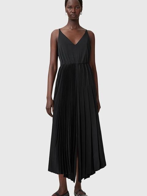 AllSaints sukienka i t-shirt JAX kolor czarny maxi rozkloszowana W326DB - zdjęcie produktu nr 2