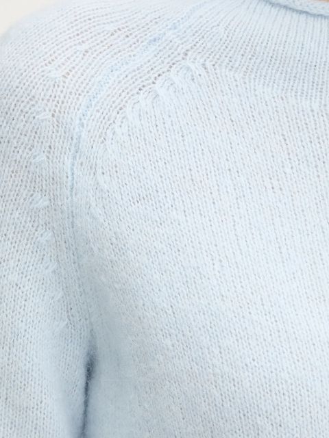 BOSS Orange sweter z dodatkiem wełny damski kolor niebieski lekki z półgolfem 50548930