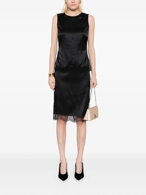 TOM FORD lace-trimmed satin skirt - Black - zdjęcie produktu nr 2