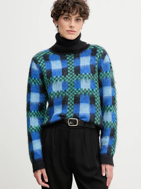 Sandro Ferrone sweter z dodatkiem wełny damski kolor niebieski z golfem S87YBFGAVA - zdjęcie produktu nr 1