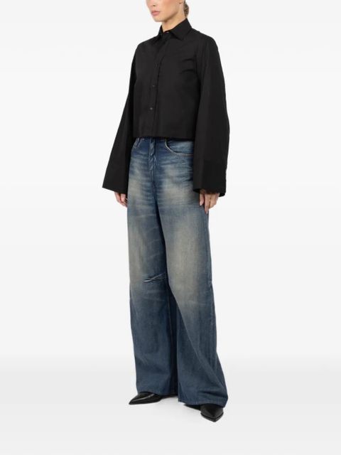 MM6 Maison Margiela bell-sleeve cropped shirt - Black