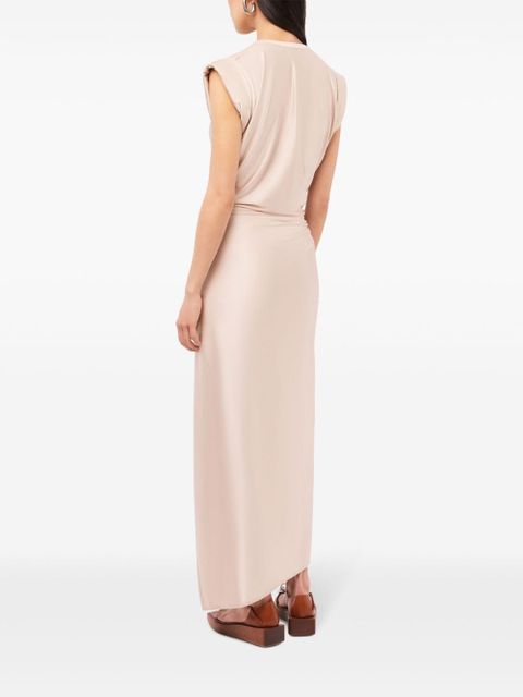 Rabanne gathered-detail draped midi dress - Neutrals