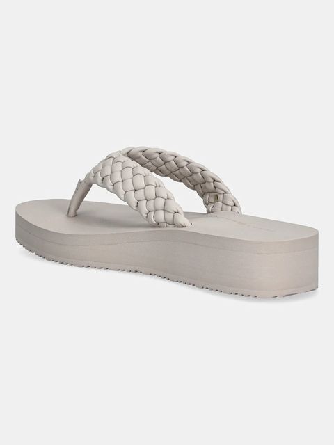 Tommy Hilfiger japonki TH WEDGE CORNROW BEACH SANDAL damskie kolor beżowy na koturnie FW0FW09037