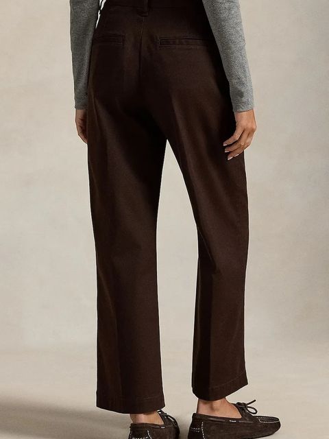 Polo Ralph Lauren spodnie damskie kolor brązowy szerokie high waist 211873988