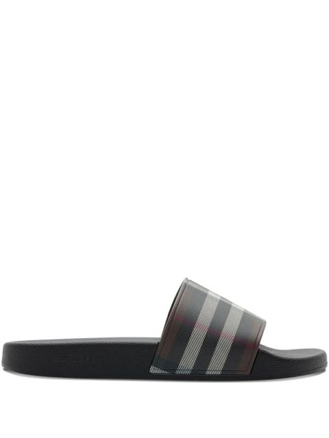 Burberry check-print flat slides - Brown - zdjęcie produktu nr 1
