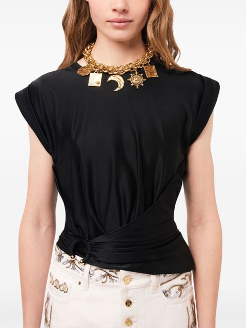 Rabanne asymmetric gathered-detail blouse - Black