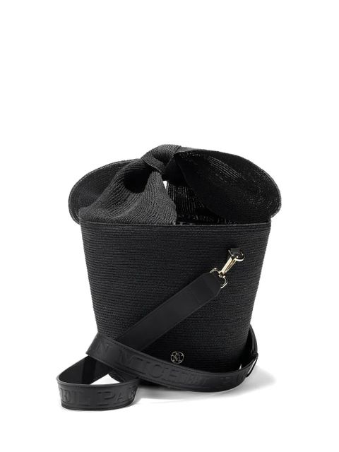 Maison Michel Barbara bow-detail straw bucket bag - Black - zdjęcie produktu nr 1