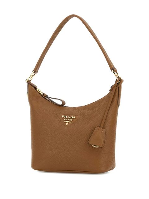 Prada grained logo tote bag - Brown