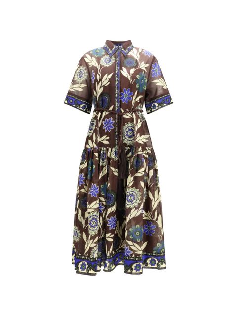 ALEMAIS Jasper floral-print midi dress - Brown - zdjęcie produktu nr 1