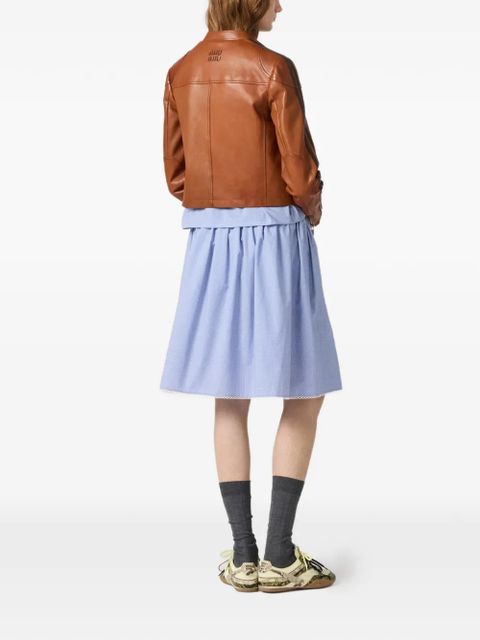 Miu Miu stand-up collar stripe jacket - Brown