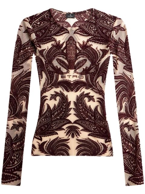 ETRO flocked tulle top - Red - zdjęcie produktu nr 1