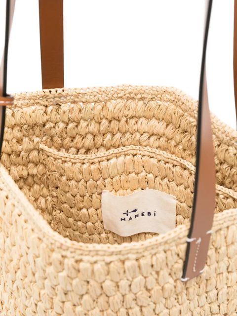Manebi raffia shoulder bag - Neutrals