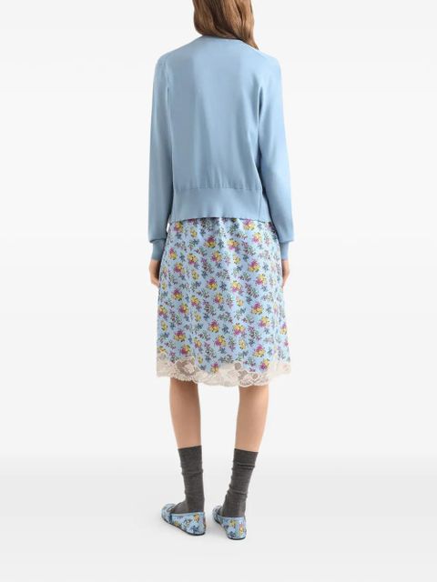 Dolce & Gabbana floral-print lace midi skirt - Blue