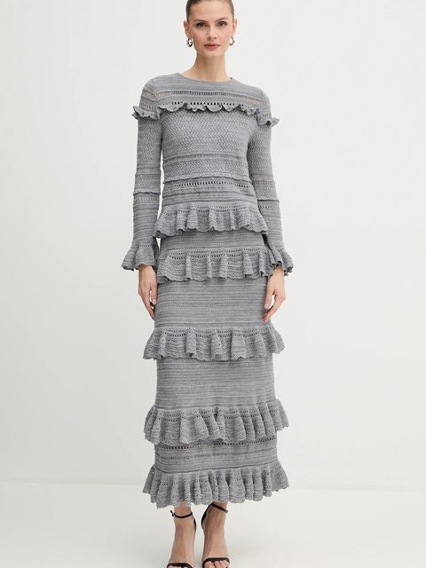 Luisa Spagnoli sweter wełniany damski kolor szary lekki 100222 - zdjęcie produktu nr 2