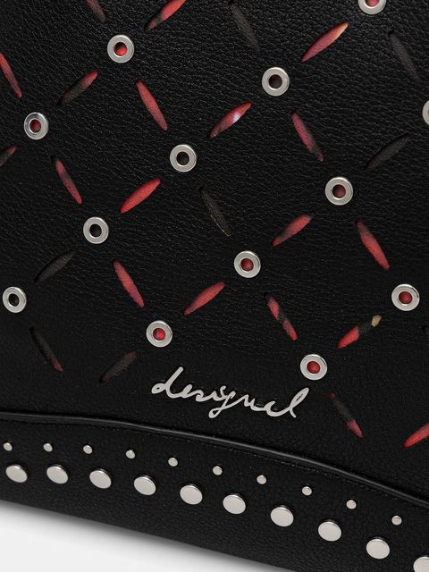 Desigual plecak YANKEE METAL PATCH S damski kolor czarny mały z aplikacją 25WAKP15