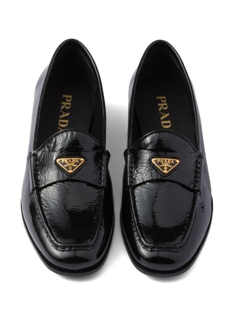 Prada patent-leather loafers - Black