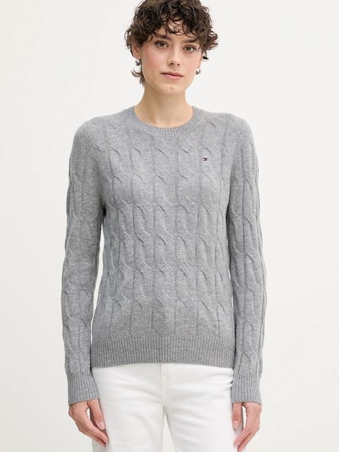 Tommy Hilfiger sweter wełniany damski kolor szary lekki WW0WW43586 - zdjęcie produktu nr 1