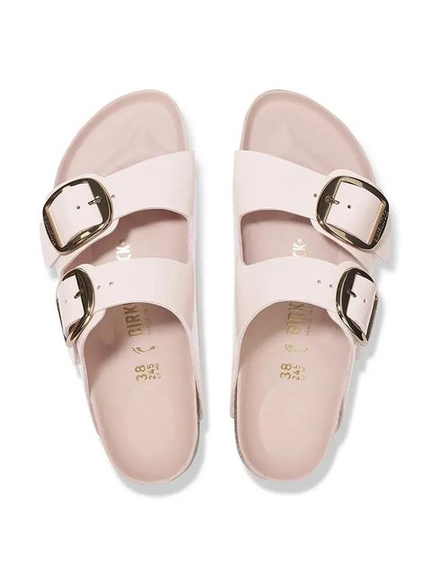 Birkenstock klapki skórzane Arizona Big Buckle damskie kolor różowy 1029392