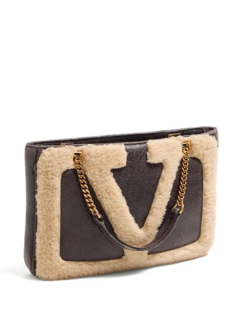 Valentino Garavani small Viva Superstar shearling tote bag - Brown